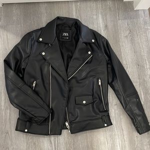 Zara vegan leather black jacket